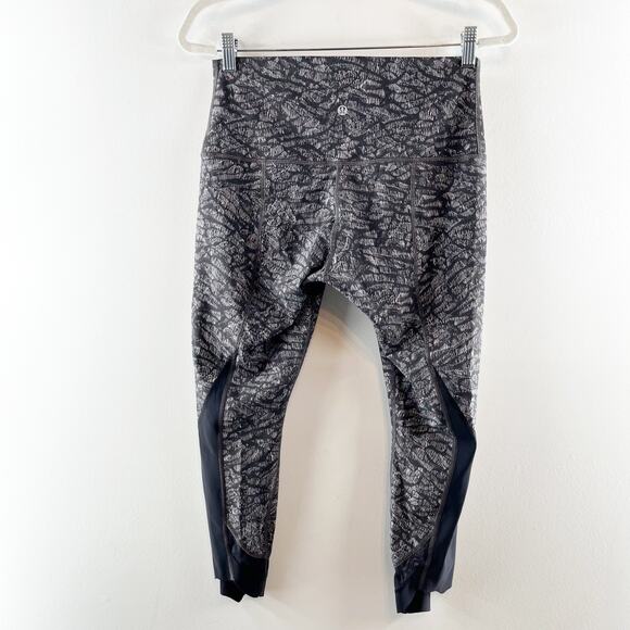 Lululemon Mid Rise Cropped Leggings Black Gray 10 - Picture 6 of 8